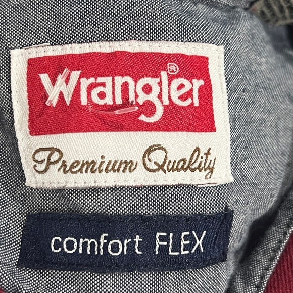 Wrangler Maroon Mens Long Sleeve Button Down Comfort Flex Shirt - Picture 4 of 4